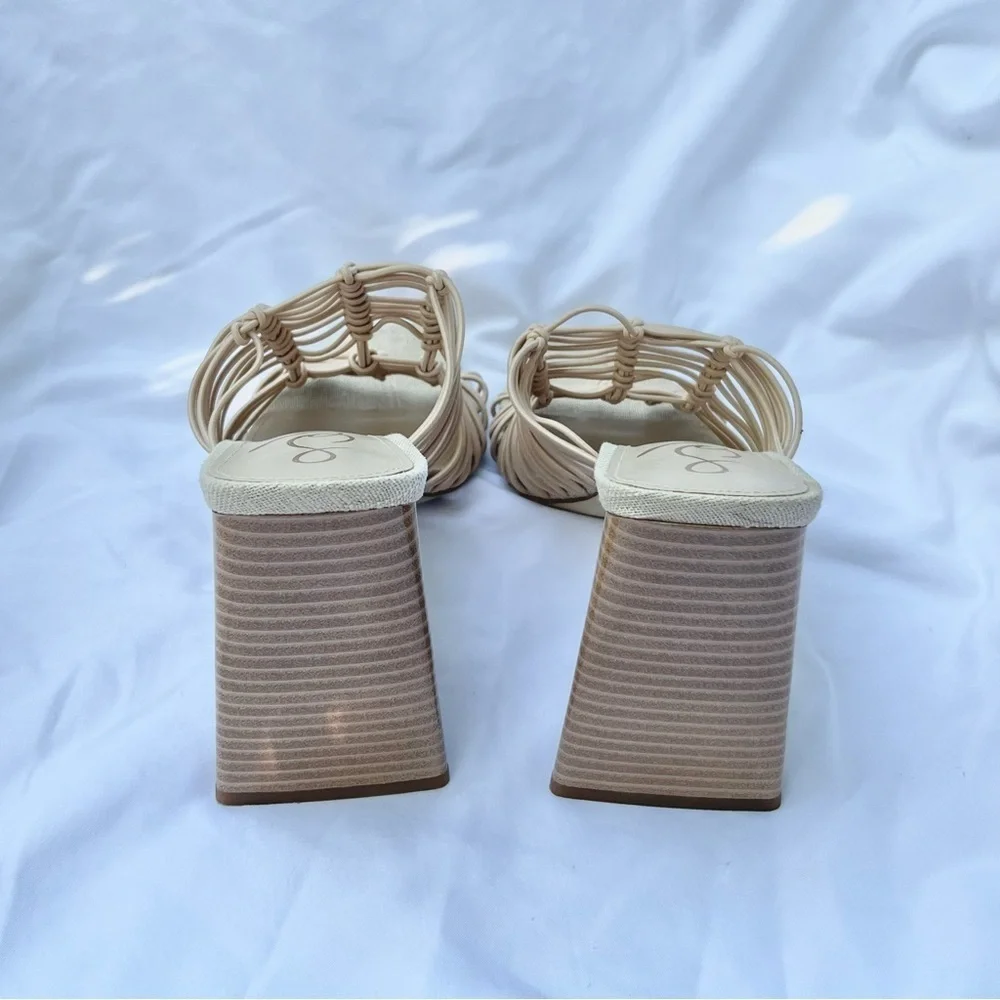 SAM EDELMAN | LAURETTE SLIP ON HEELED TRIANGLE BLOCK SANDALS SIZE 7